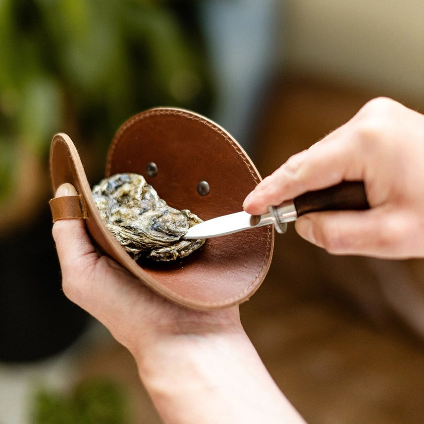 Austernmesser-Set – Mit Akazienholzgriff & Büffellederhandschuh - CULINOR