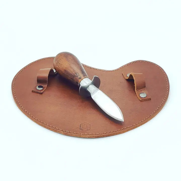 Austernmesser-Set – Mit Akazienholzgriff & Büffellederhandschuh - CULINOR