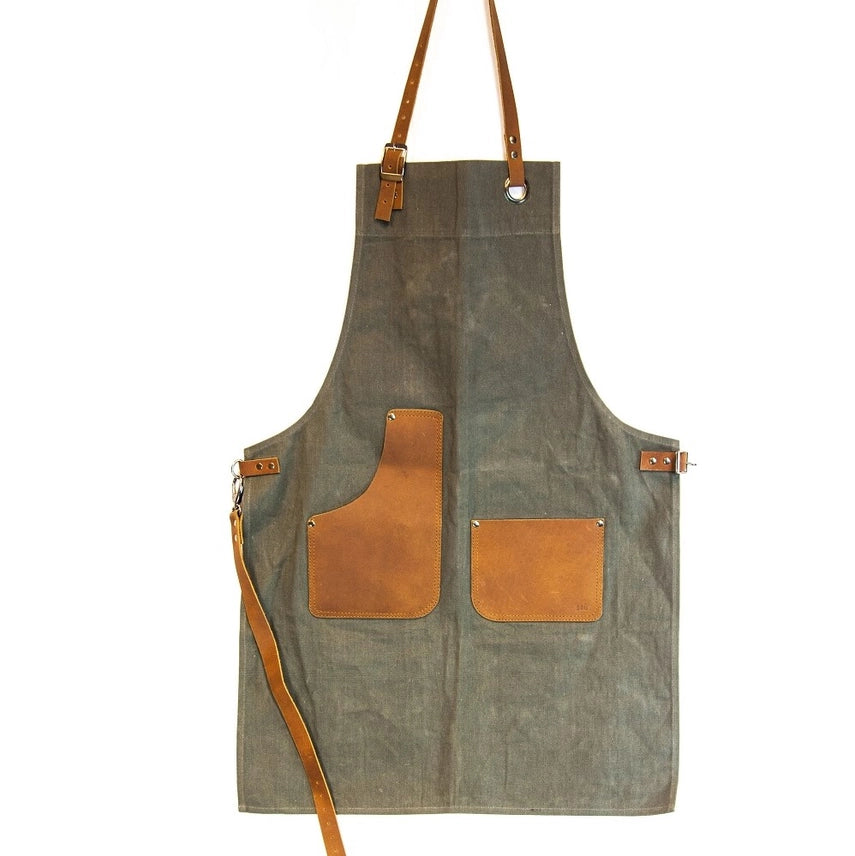 Hochwertige Kochschürze aus Canvas & Büffelleder - CULINOR