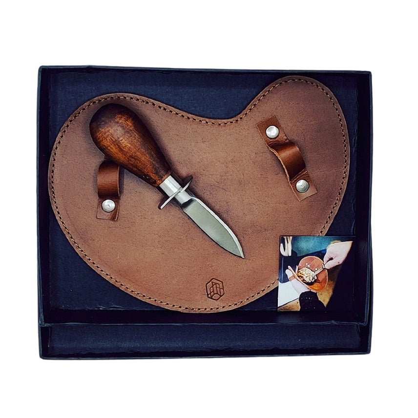 Austernmesser-Set – Mit Akazienholzgriff & Büffellederhandschuh - CULINOR