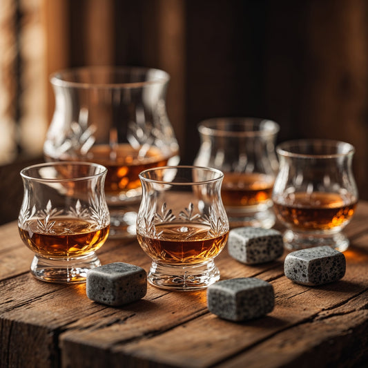 Hochwertige Whiskeysteine in einer Geschenkbox.