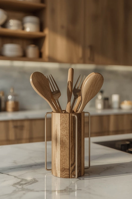 Bild von Küchenutensilien im Fokus – Sets, Holz, Aufbewahrung & Premium-Tools
