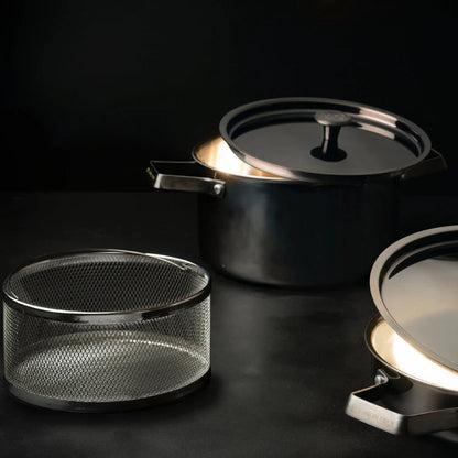 Kochtopf (5,5 Liter)  – Limited Black Steel Edition inkl. Nudelkorb - CULINOR