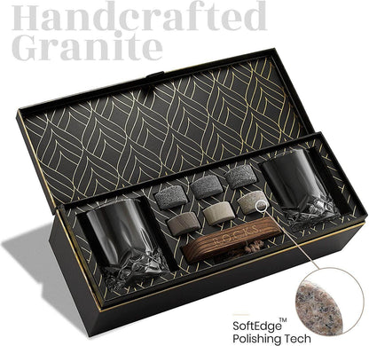 Das Connoisseur's Set -  Granit-Whisky-Steine und Signature Whiskey Glass Edition - CULINOR