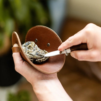 Austernmesser-Set – Mit Akazienholzgriff & Büffellederhandschuh - CULINOR