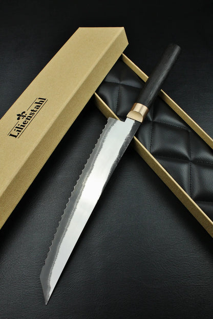 Brotschwert Bog Oak (Mooreiche) - Handgeschmiedetes Meisterwerk nach japanischer Schmiedekunst - CULINOR