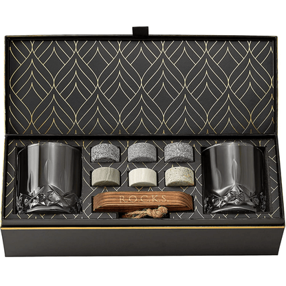 Das Connoisseur's Set -  Granit-Whisky-Steine und Signature Whiskey Glass Edition - CULINOR