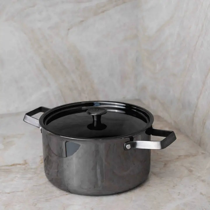 Kochtopf (5,5 Liter)  – Limited Black Steel Edition inkl. Nudelkorb - CULINOR