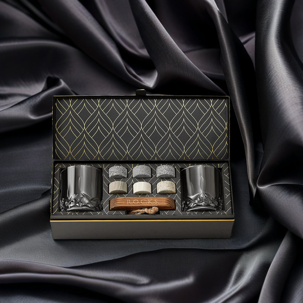 Das Connoisseur's Set -  Granit-Whisky-Steine und Signature Whiskey Glass Edition - CULINOR