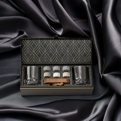 Das Connoisseur's Set -  Granit-Whisky-Steine und Signature Whiskey Glass Edition - CULINOR