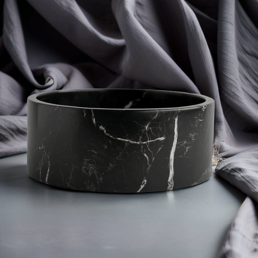 Handgefertigte Schale aus schwarzem Marmor